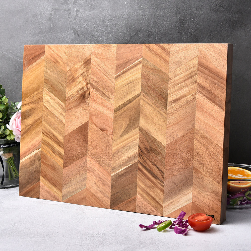 BILL.F Chopping Board, Acacia Wood Kitchen Cutting Board with End-Grain, Large Wooden Chopping Boards.