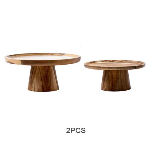 High Stand Wooden Cake Plate Creative Food Serving Trays Eco Naural Wood Dessert Fruit Snack Tray Home Decor Photography Props
