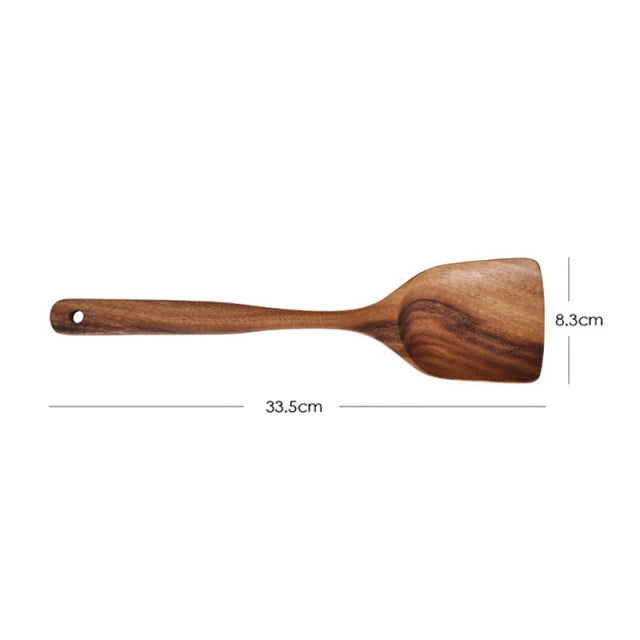 Kitchenware Household Wooden Acacia Cooking Utensils Non-stick Spatula Pan Shovel Soup Rice Spoons Sauce Salad Fork Kitchen Tool