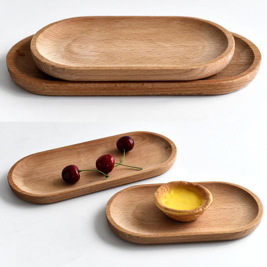 Oval Wooden Tea Tray Serving Table Plate Snacks Food Storage Dish for Hotel Home Fruit Dishes Saucer Tray Dessert Serving Tray