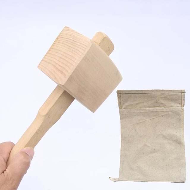 Reusable Canvas Crushed Ice Bags Wooden Mallet and Lewis Bag for Crushed Ice Bartender Kit Bar Tools Kitchen Accessory