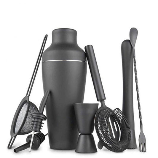 8pcs Matte Black Stainless Steel Cocktail Shaker Set Premium Bar Tools Bartender Kit Martini Shaker Muddler Jigger Mixing Spoon