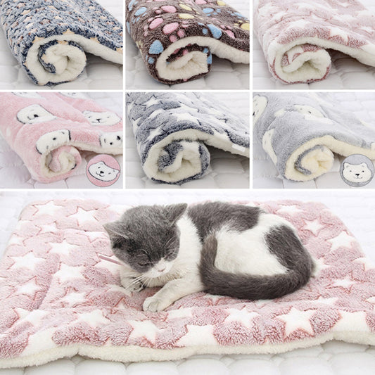 Soft Flannel Thickened Pet Soft Fleece Pad Pet Blanket Bed Mat For Puppy Dog Cat Sofa Cushion Home Rug Keep Warm Sleeping Cover