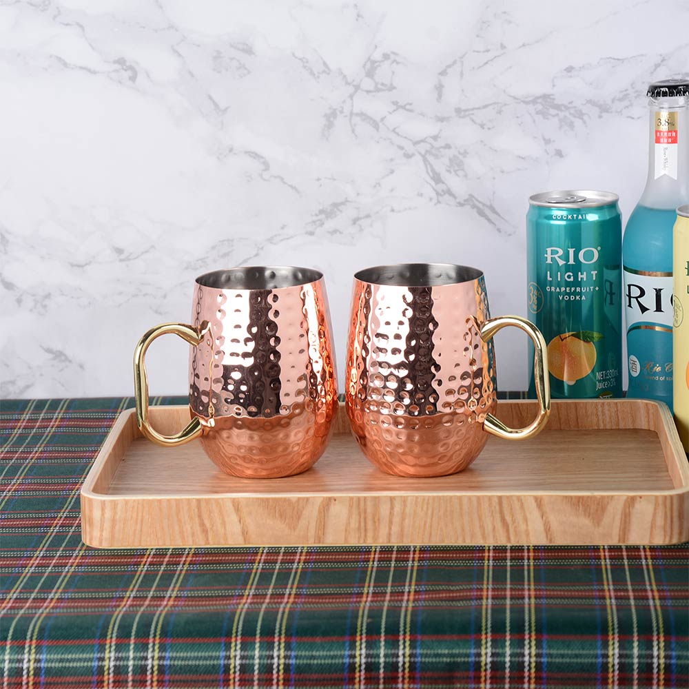 QUEENBAR Stainless Steel Hammered Martini Cup Copper Plated Beer Cup Cocktail Cup Drinking Glasses Bar Tools