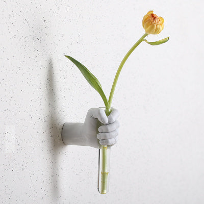 Hand Hydroponics Wall Vase Hanging Decoration For Home Creative Handicraft Resin 3d Flowerpot Decoration Wall Bottom Ornaments