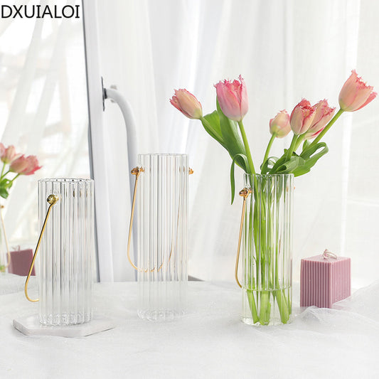 Modern minimalist style home decoration Nordic living room flower arrangement flower glass vase decoration Ornaments gift