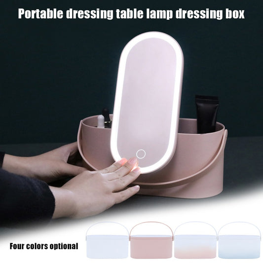 Portable cosmetic box with led light