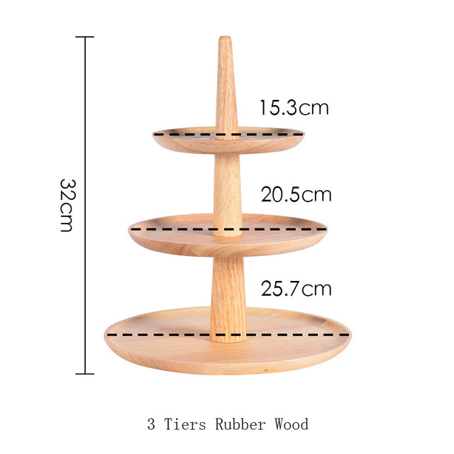 Wood Cake Stand Holder Serving Tray Plant Dessert Cupcake Fruit Tiered Platter Decoration for Home Party Kitchen