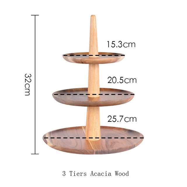 Wood Cake Stand Holder Serving Tray Plant Dessert Cupcake Fruit Tiered Platter Decoration for Home Party Kitchen