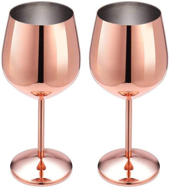 Stainless Steel Copper Plated Single-layer Goblet Anti-fall Glass Cocktail Glass 500ml Wine Cups Champagne Glasses