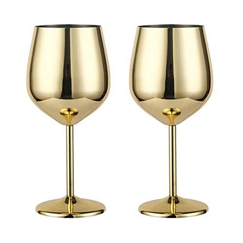 Stainless Steel Copper Plated Single-layer Goblet Anti-fall Glass Cocktail Glass 500ml Wine Cups Champagne Glasses