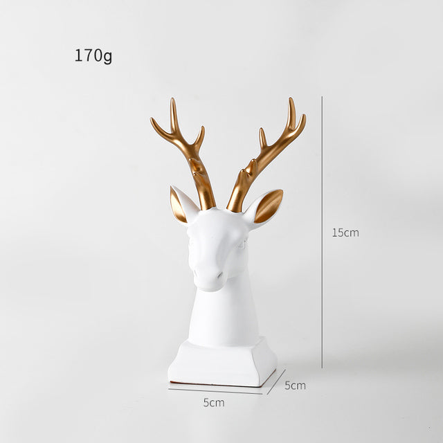 Home Decoration Accessories Resin Deer Head Statue European Style Sculpture Desktop Ornament Decoracion Para El Hogar Figurines