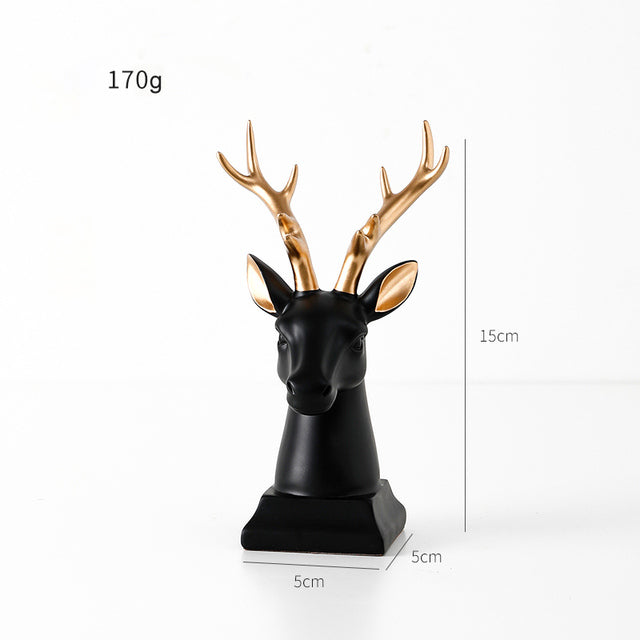 Home Decoration Accessories Resin Deer Head Statue European Style Sculpture Desktop Ornament Decoracion Para El Hogar Figurines