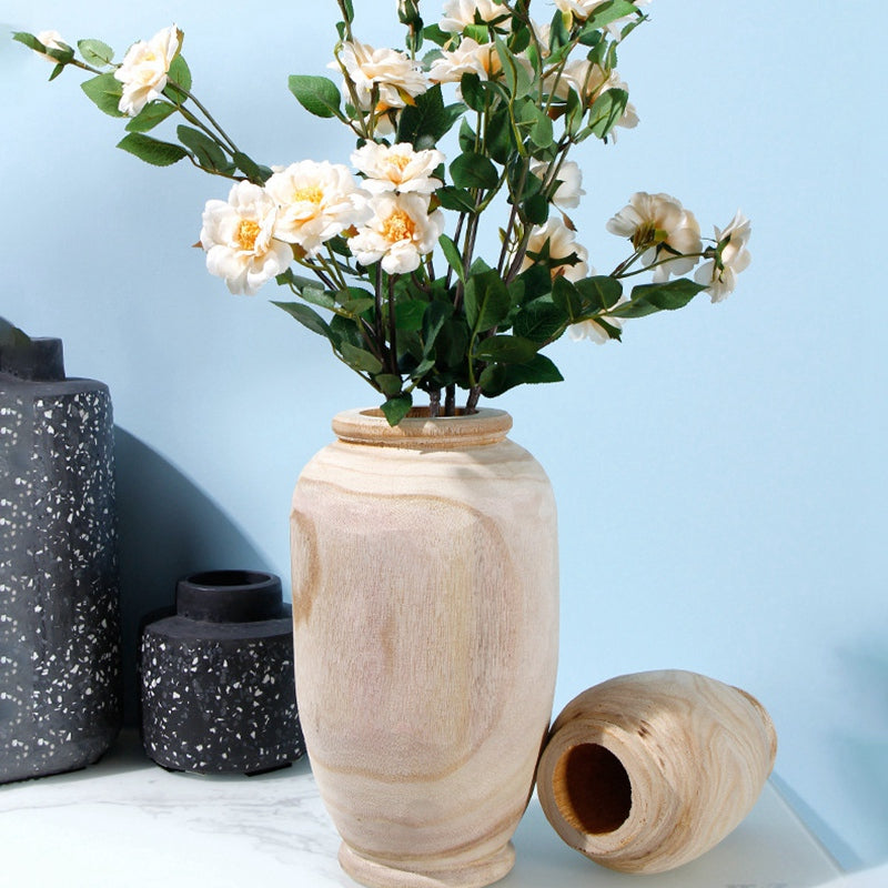 Wooden Vase Decoration Living Room Table Solid Wood Ware Flower Bottle Ornament Home Decoration