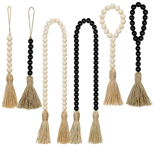 Jute Tassel Wood Bead Garlands