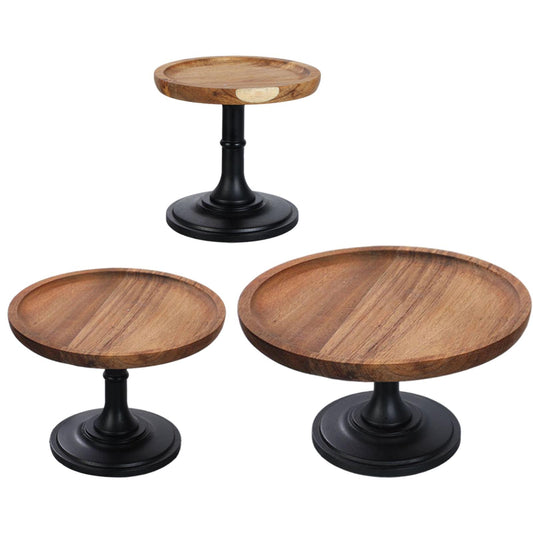 Wood Cake Stand Kitchen Tool,Household Serving Platter,High Base Cupcake Dish for Dessert Sushi