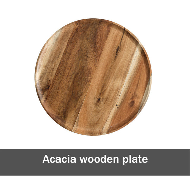 Acacia Wood Plate 3 Sizes Dishes for Serving Wood Plates Set Cake Stand Tableware Wooden Partitioned Dish Food Compartment Bar